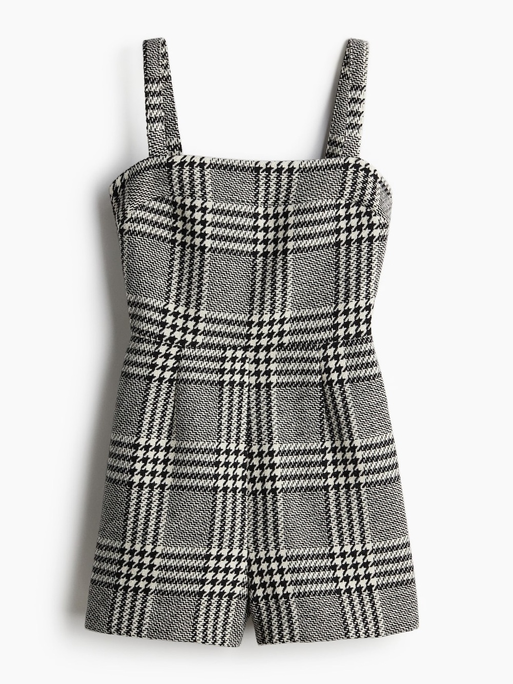 Black & White Plaid Square Neck Mini romper